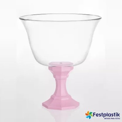 Taça Diamante Cristal com Base Rosa Candy 1250ml – Festplastik 