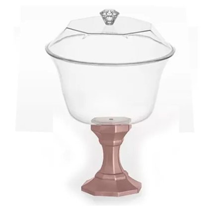 Taça Diamante Cristal com Tampa e Base Rose Gold 1250ml – Festplastik