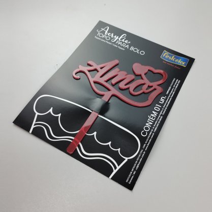 Topo de Bolo Acrílico – Amor Vermelho - Festcolor