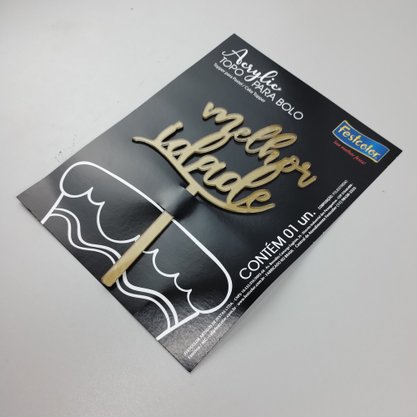 Topo de Bolo Acrílico – Melhor Idade Dourado - Festcolor