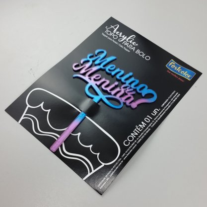 Topo de Bolo Acrílico – Menino ou Menina Tricolor - Festcolor