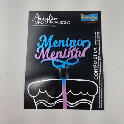Topo de Bolo Acrílico – Menino ou Menina Tricolor - Festcolor