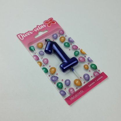 Vela Metalizada Azul - N°1 – 6cm – Make+