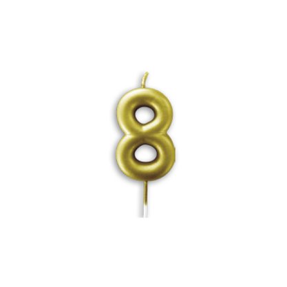 Vela Metalizada Ouro - N°8 – 6cm – Make+