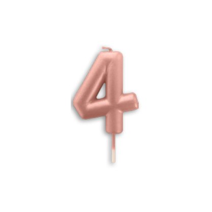 Vela Metalizada Rose Gold - N°4 – 6cm – Make+