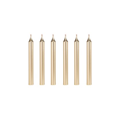 Vela Silver Palito – Dourado C/6 – Silver Festas