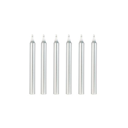 Vela Silver Palito – Prateada C/6 – Silver Festas