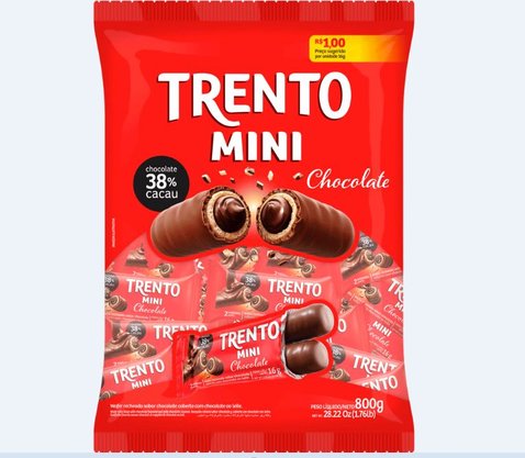 Wafer recheado Trento Mini Chocolate 800g – Peccin
