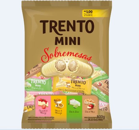 Wafer recheado Trento Mini Sobremesas 800g – Peccin