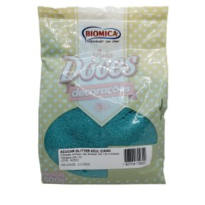 Açúcar Glitter Azul Ciano 500g – Biomica