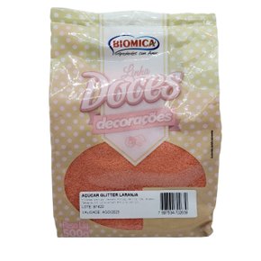 Açúcar Glitter Laranja 500g – Biomica