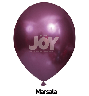 Balão de látex 9 pol. Cromado Metálico Marsala - 25 unidades – Joy