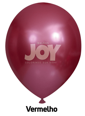 Balão de látex 9 pol. Cromado Metálico Vermelho - 25 unidades – Joy