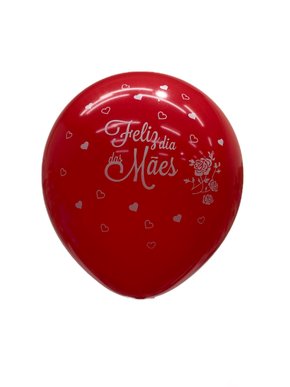 Balão de látex 9 pol. Decorado Dia das Mães Vermelho- 25 unidades – Joy