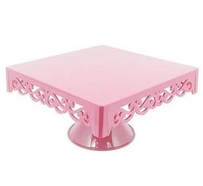 Bandeja Provençal com pé 22,6x22,6 Rosa Bebê
