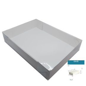 Caixa Branca com PVC CH-03 retangular 17X12,5X3 – unidade – CAC
