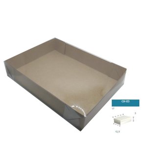 Caixa Kraft com PVC CH-03 retangular 17X12,5X3 – unidade – CAC