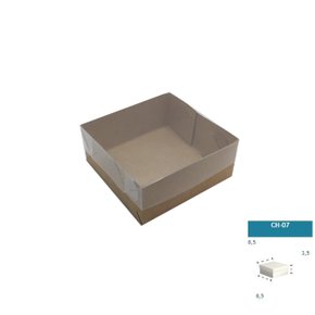 Caixa Kraft com PVC CH-07 quadrada 8,5X8,5X3,5 – unidade – CAC