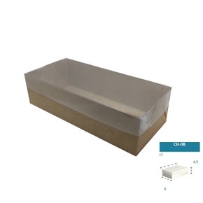 Caixa Kraft com PVC CH-08 retangular 17X8X4,5 – unidade – CAC