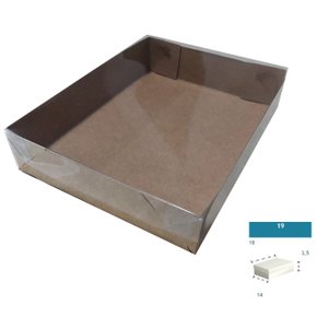 Caixa Kraft com PVC ref.19 retangular 18X14X3,5 – unidade – CAC