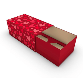 Caixa para 2 doces- Corações Vermelho -Unidade