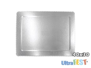 Cake Board para bolo retangular 40x30 Prata - Ultrafest 