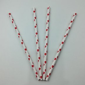 Canudo descartável de papel – Corações (Vermelhos) - 6mm – Make+