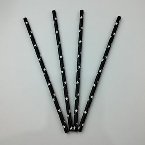 Canudo descartável de papel – Estrelinhas (Preto e Branco) - 6mm – Make+