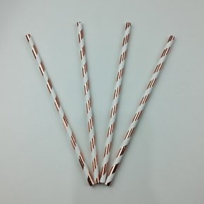 Canudo descartável de papel – Listra Champanhe Metal - 6mm – Make+