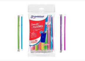 Canudo Flexível Misto com 100 un. (embalado individualmente) - Strawplast