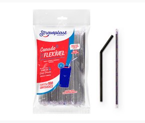 Canudo Flexível Preto com 100 un. (embalado individualmente) - Strawplast