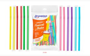Canudo Flexível Shake Misto 8mm com 100 un. (embalado individualmente) – Strawplast