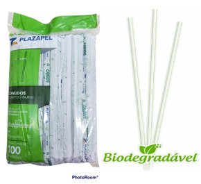 Canudo Milkshake Bio 10mm X 21cm com 100 un. - Plazapel