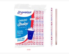 Canudo Shake 8mm com 100 un. (embalado individualmente) - Strawplast