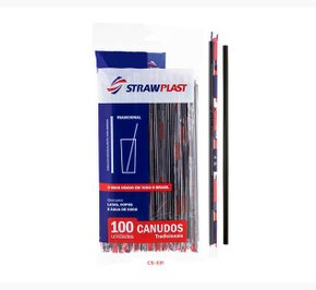 Canudo Tradicional Preto 21cm com 100 un. (embalado individualmente) - Strawplast