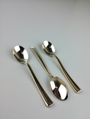 Colher Metal Sobremesa 13cm Ouro – 8 unid – Silver Plastic