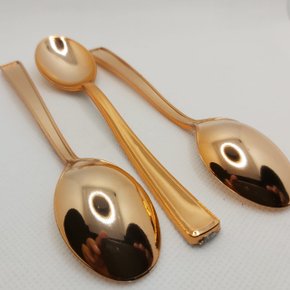 Colher Metal Sobremesa 13cm Rosê Gold – 8 unid – Silver Plastic 