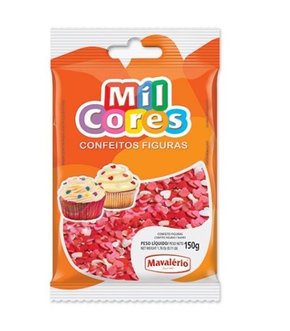 Confeito Figuras Coração 150g Mil cores – Mavalério 