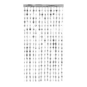 Cortina Metalizada Decorativa Festa 1x2m Estrela Prata – Make +