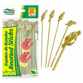 ESPETOS DE BAMBU KNOTTED STICKS 9CM 50UN NATURAL PRODUTOS