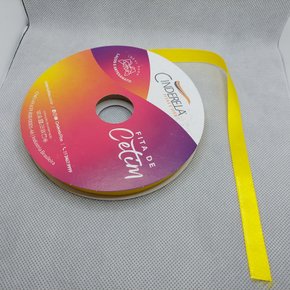 Fita Cetim Simples 10mm x 50m Amarelo Gema – Cinderela