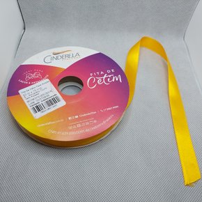 Fita Cetim Simples 15mm x 50m Amarelo Ouro - Cinderela