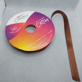Fita Cetim Simples 15mm x 50m Marrom – Cinderela