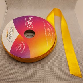 Fita Cetim Simples 22mm x 50m Amarelo Ouro – Cinderela