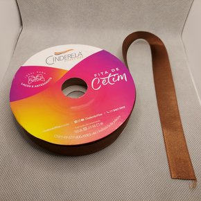 Fita Cetim Simples 22mm x 50m Marrom – Cinderela