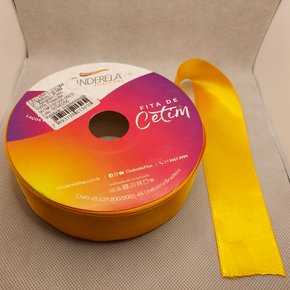 Fita Cetim Simples 38mm x 50m Amarelo Ouro – Cinderela