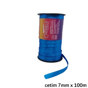 Fita Cetim Simples 7mm x 100m Azul Royal - Cinderela