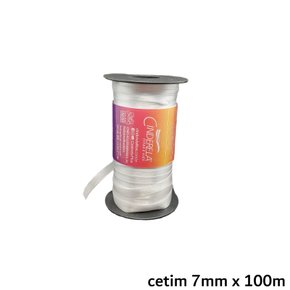 Fita Cetim Simples 7mm x 100m Branca – Cinderela