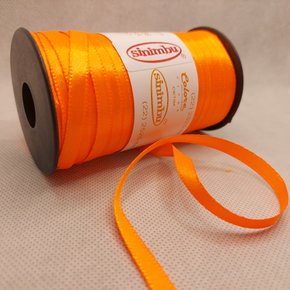 Fita Cetim Simples 7mm x 100m Laranja Flúor - Sinimbu 
