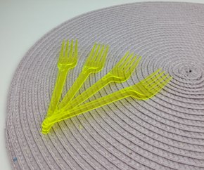 Garfo sobremesa com 50 unidades – Neon Amarelo – Bello Festas 